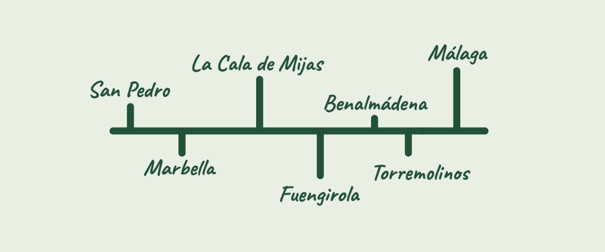 Map showing Jardiner&iacute;a Espa&ntilde;a service area, gardener on the Costa del Sol
